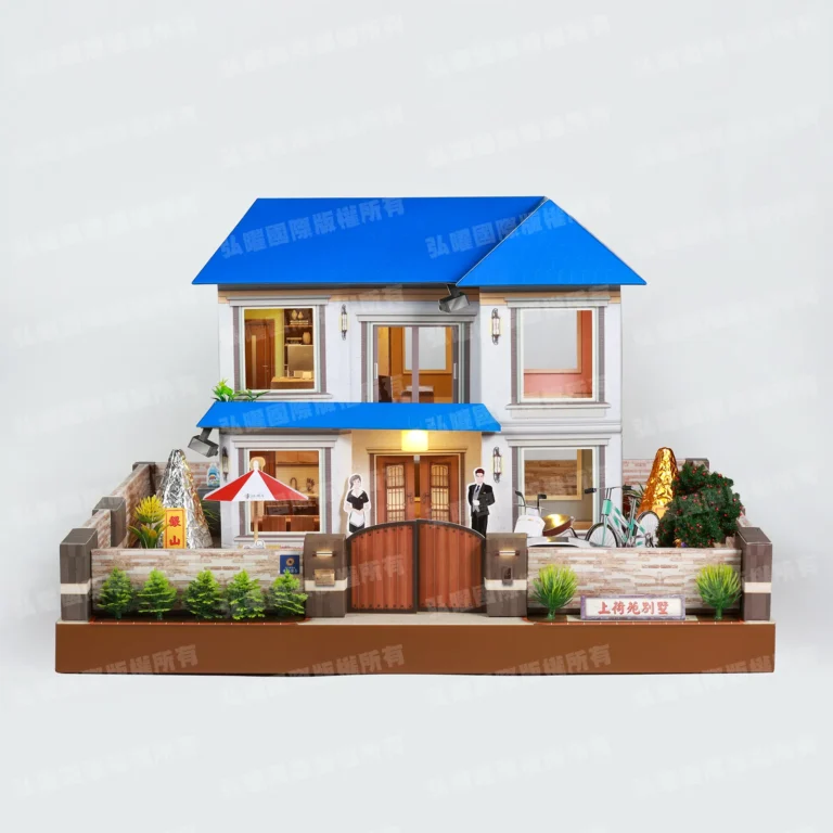 紙紮上荷苑(藍頂紅傘)-1