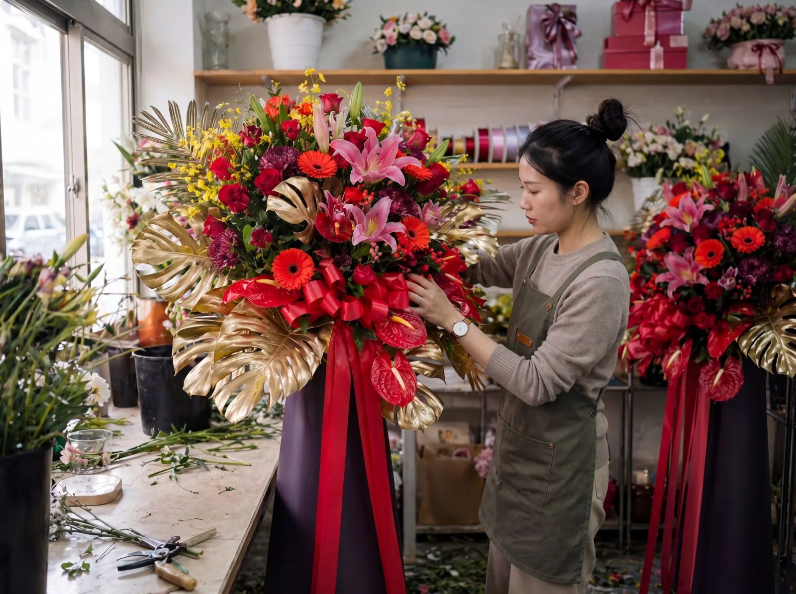 榛馨花藝花藝師製作花商拍照